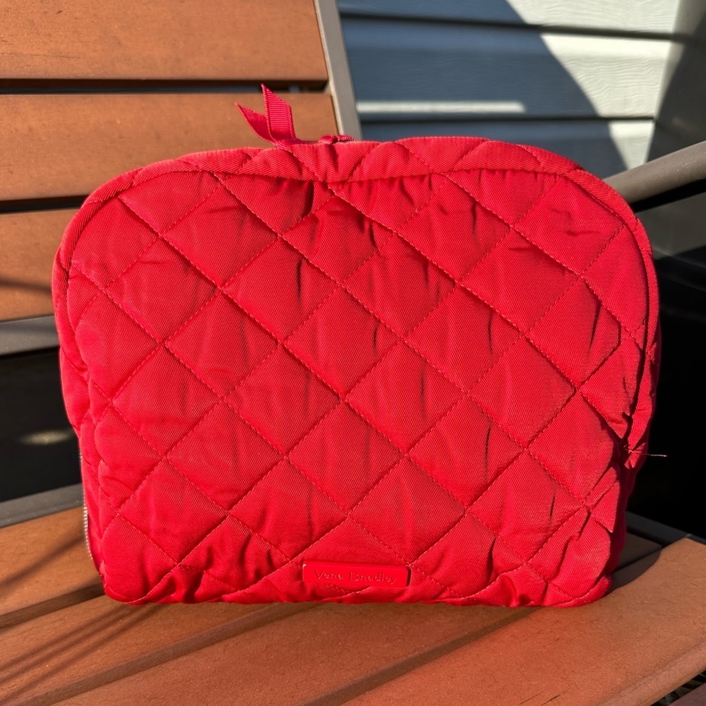 Vera Bradley Cardinal Red Lay Flat Cosmetic Organizer in Performance Twill